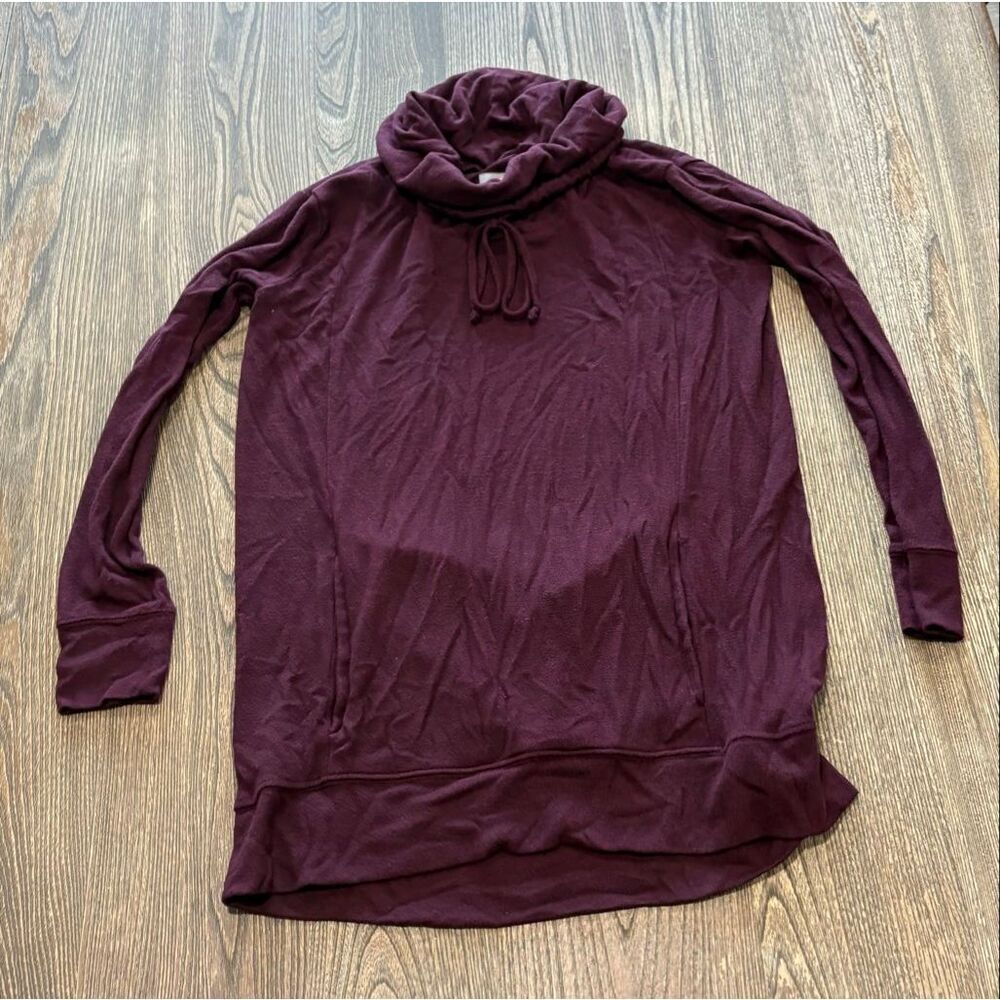 Aerie Ultra Cozy Long Sleeve Drawstring Cowl Neck Tunic Pullover Purple Size S